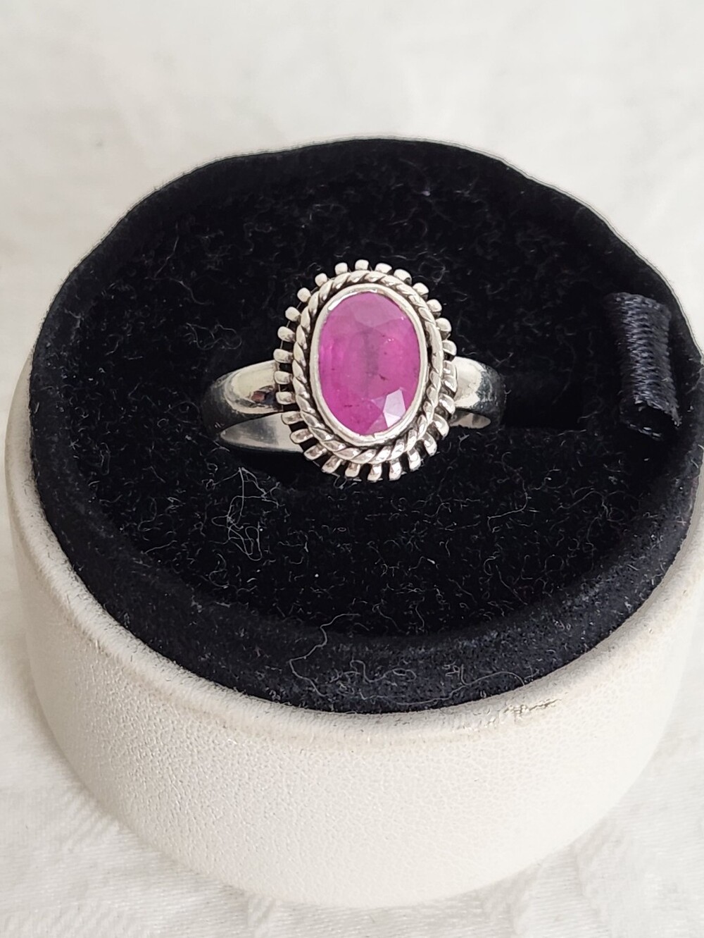 Pink Ruby Silver Ring